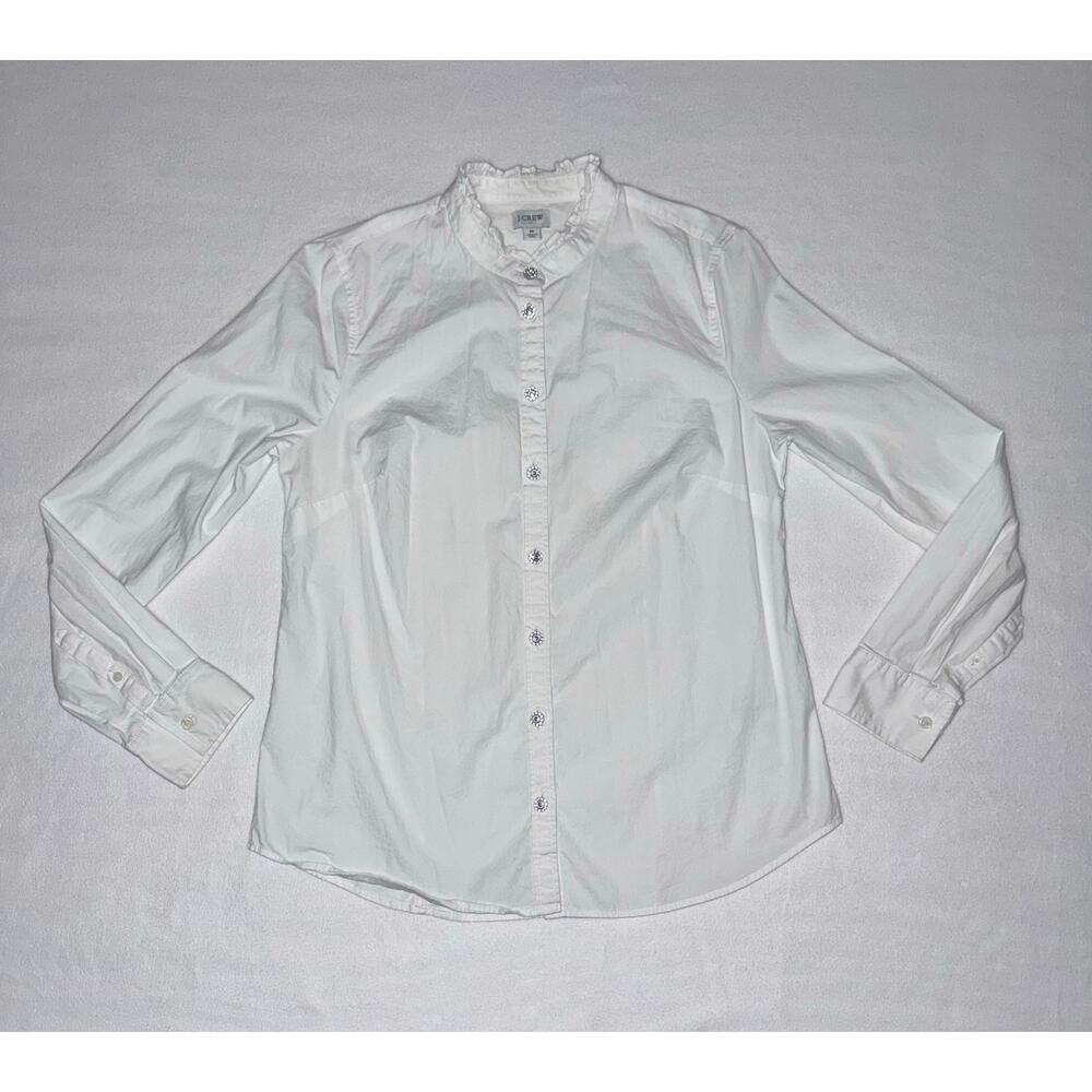 White Poplin Jewel Button Blouse